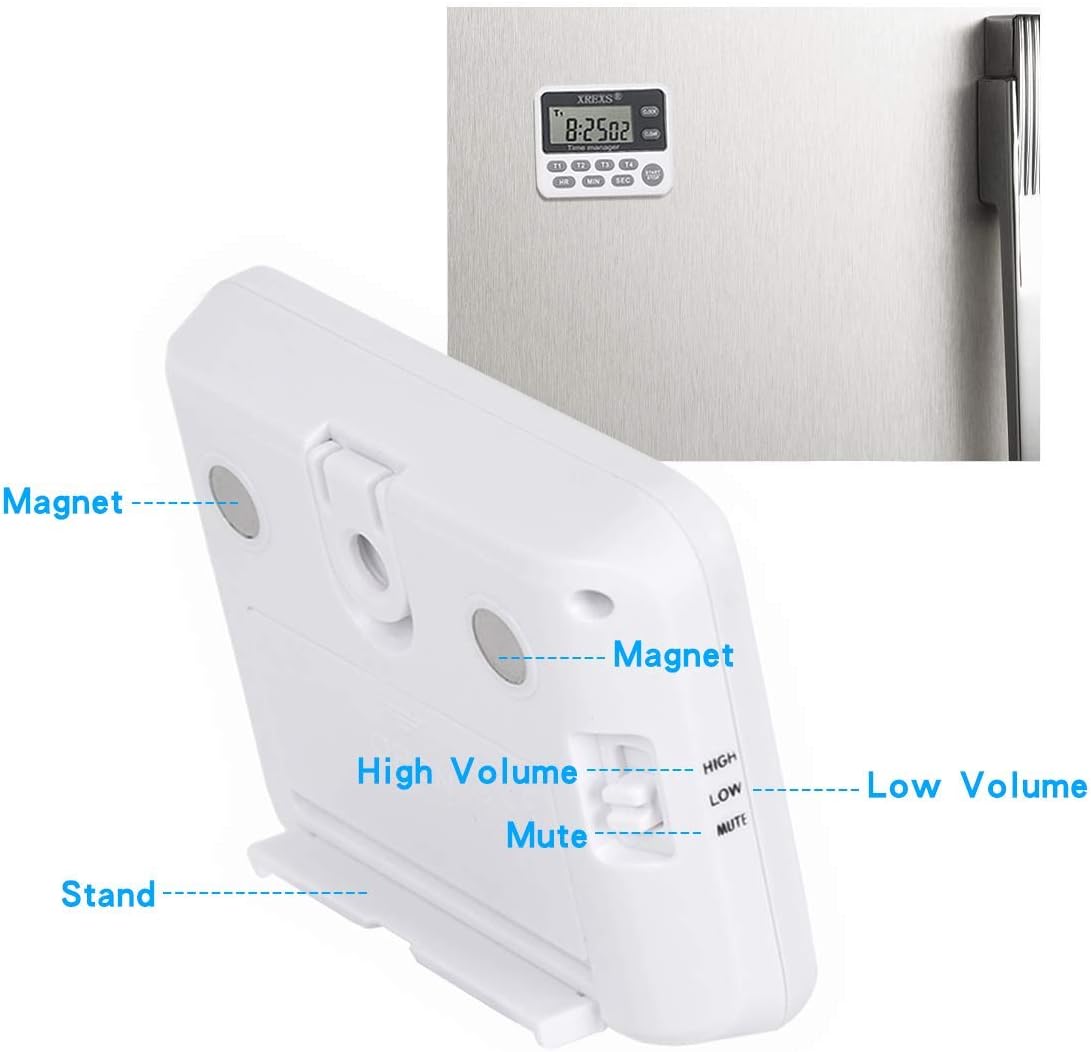 4 Channels Digital Kitchen Timer Clock XREXS Cooking Timer with Large