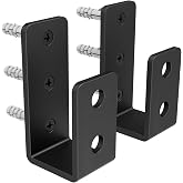 KOMOHOM 2x4 Door Barricade Brackets for Wood, U-Shaped Security Brackets for Door Reinforcement, Industrial Metal U Bracket for Shed, Gate &amp; Basement Hardware (2x4 Lumber Lock) 3mm Black