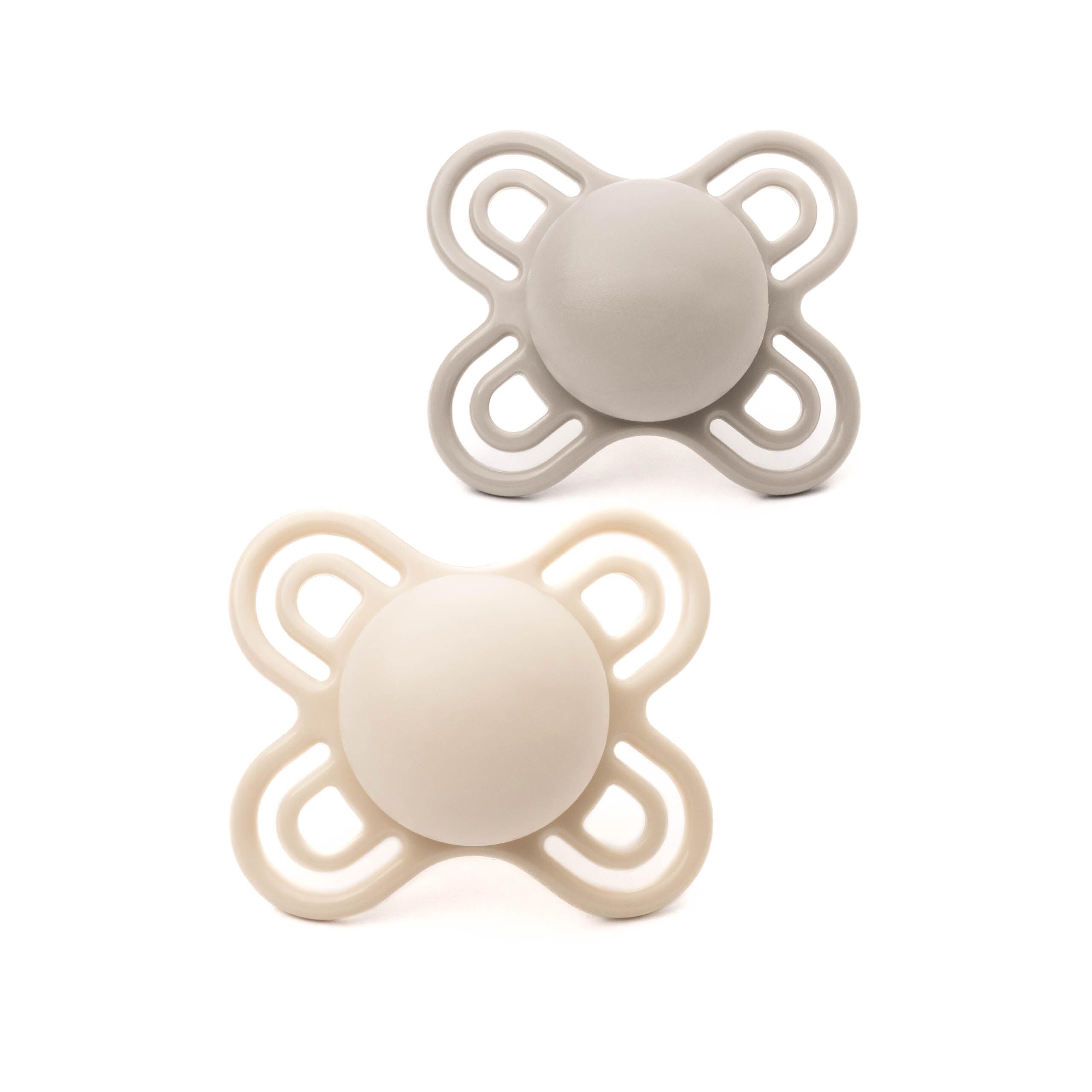 MAM Perfect Soothers | 0-2 Months | 2 Pack | Newborn Dummies | Comes in Dummy Steriliser Case | Sustainable Materials | Baby Accessories for Newborn | Cream/White (Various Designs)