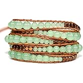 ZOSOJONA Boho Wrap Bead Bracelet for Women - Handmade Adjustable Natural Stone Beaded Bracelets Rope Yoga Healing Bracelet Bangle Hippie Jewelry