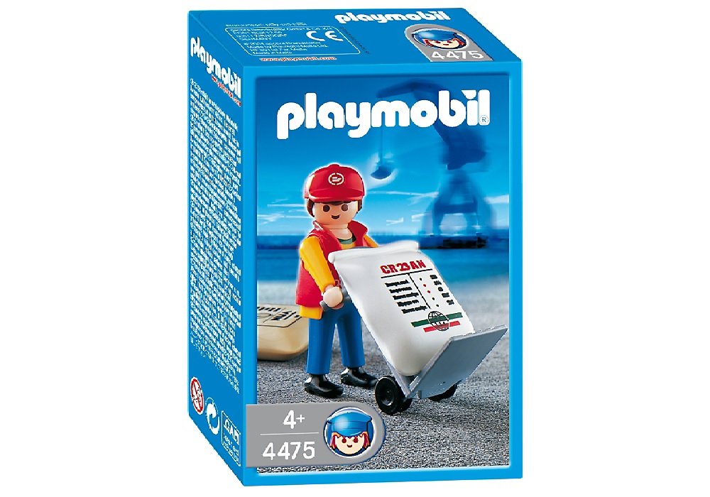 PLAYMOBIL® plastic figure of harbour worker with sack truck, 4475