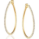 Simulated Diamond Teardrop Hoop Earrings for Women - Gold or Silver Rhinestone Hoops, Hypoallergenic and Safe for Sensitive Ears