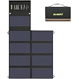Suaoki 60W Solar Charger (5V USB + 18V DC) Dual Output Sunpower Mono-Crystalline Portable Folding Solar Panel with Battery Clamps and Car Charger for Laptop Tablet GPS Cellphone Car