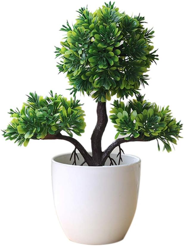 heaven2017 Guest-Greeting Pine Simulated Potted Plant Fake Bonsai Home Office Desk Decor Green