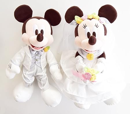 Amazon ディズニーリゾート限定 ウェディングバージョン ミッキーマウス ミニーマウス ペアぬいぐるみ 大 ラッピング済み 結婚祝い ぬいぐるみ おもちゃ