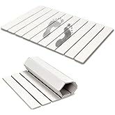 Foldable Stone Bath Mat, 23.6x15.5 Inch Super Absorbent Diatomaceous Earth Mat, Non-Slip Quick Drying and Easy to Clean for Bathroom, White