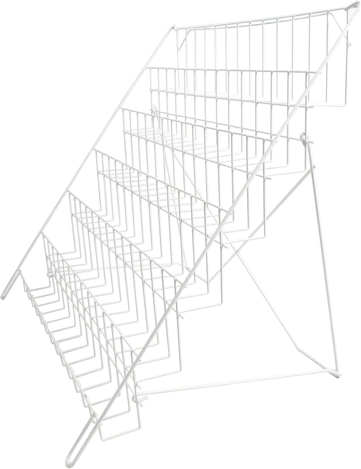 Wire Card Stand in White - Counter or Floor Standing - Collapsible - For Books or Greeting Cards - 58.7x73x47cm - Shop Display (E6W) - Image 3