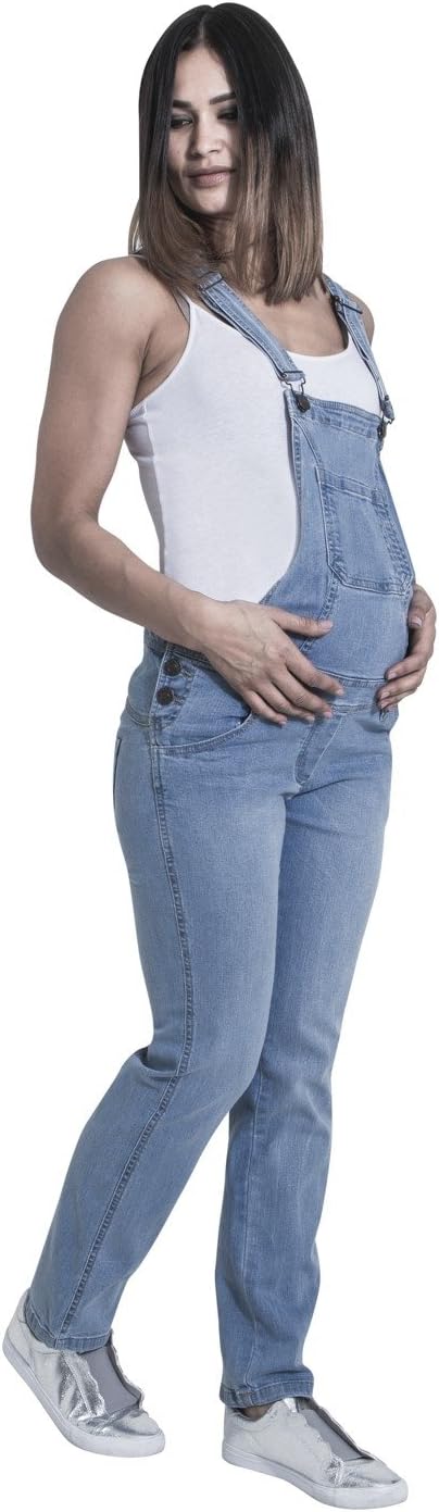 Grace Maternity Dungarees - Palewash Denim Pregnancy Fashion Overalls GRACEPW