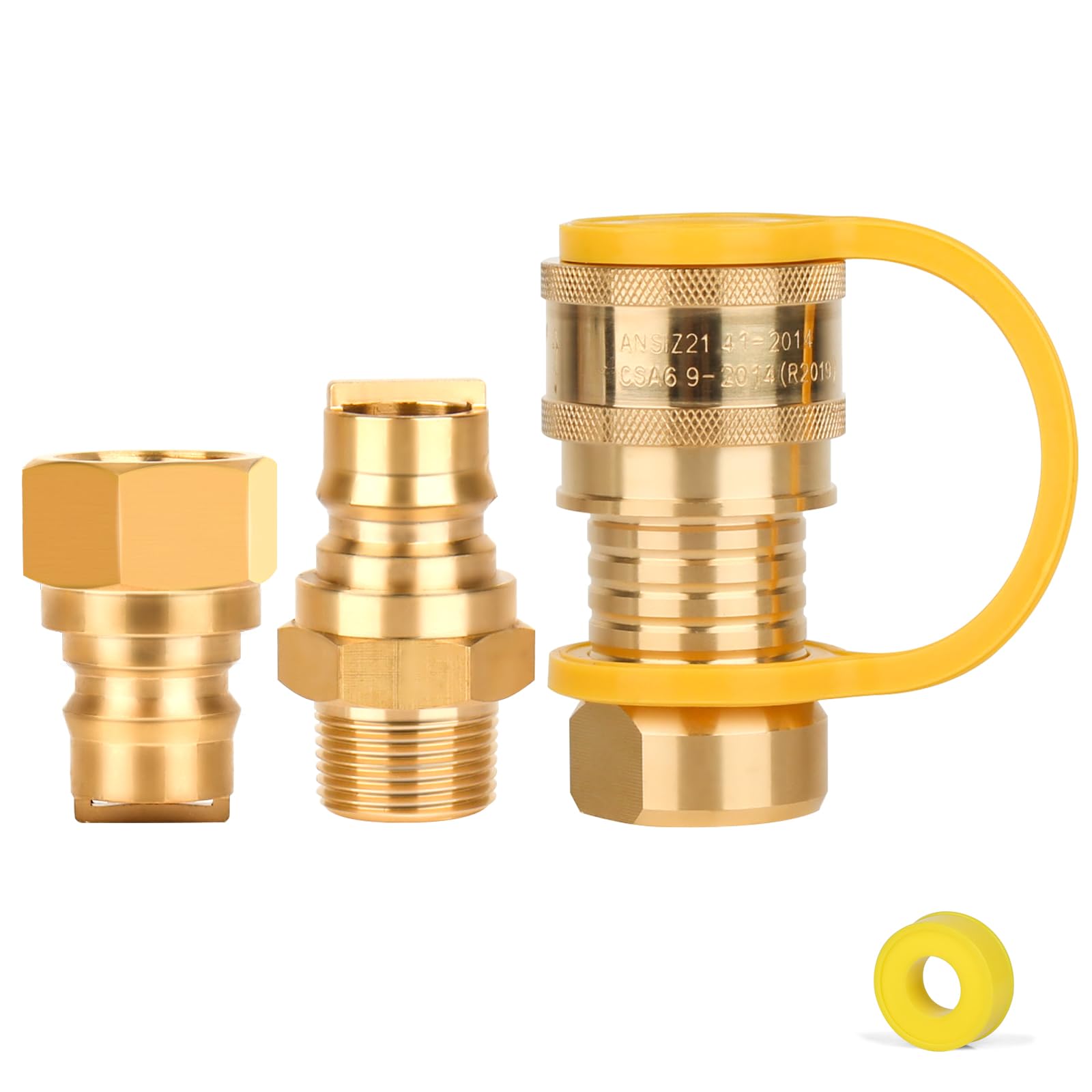 Photo 1 of 3/4 Natural Gas Quick Connect Fitting-3PCS Solid Brass Quick Release Fittings for BBQ Grill, RV, Propane (3PCS 3/4 Gas Quick Connect)