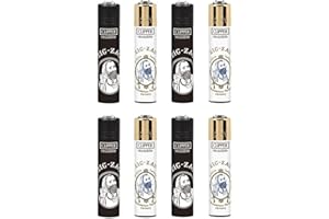 Clipper - Classic Large Reusable Lighter - Iconic Premium Refillable Lighters Bulk Pack - Replace Butane, Flint, and Spark Wheel for Unlimited Lights - 8 Pack - Zig Zag 2