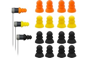 Klowcok Triple Flange Eartips for Walker's Rope Hearing Enhancer, Razor X/XV3.0 Hearing Protection Earbuds, Soft Silicone Replacement Tips 8 Pairs (Black*4/Yellow*2/Orange*2)