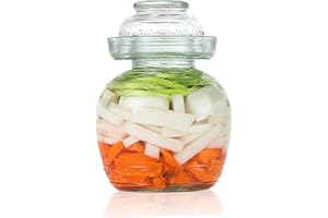 Pickle Container 1.5 L Food Grade Fermentation Jar Traditional Kimchi Containers with Bowl Cap Transparent Glass Jar with Lid