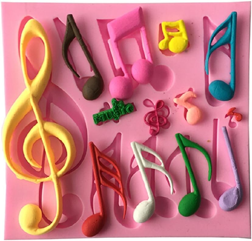 Silicone Mold With Music Notes Patterns Pentagram Music Note Treble Clef For Decorations Of Very Low Thickness. For Sugar Paste, Fluxes, Etc For Diy Diy Food Use.Cat: Cakes Decoration