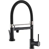 Pull Down Kitchen Faucet with Sprayer,Fapully Commercial Black Spring Kitchen Sink Faucet with Brushed Nickel
