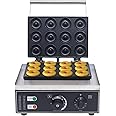 HinLIaDa Electric Donut Maker, 12 Holes Commercial Donut Machine 110V 1500W Double-Sided Heating Nonstick Electric Mini Doughnut Donut Machine for Home, Bakery, Dessert Shop, Mall, Coffee Shop