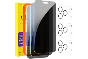 PEHAEL for iPhone 18 Pro Max Privacy Screen Protector+Camera Lens Protector | 3+3 Pack, Installation Frame, Cleaning kits, An