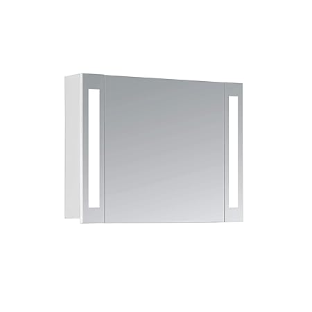 HAPA Design Spiegelschrank Venedig weiß mit LED Beleuchtung 12W 4000K, VDE Steckdose, Softclose Funktion und verstellbaren Gl