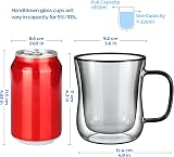 ecooe 2x350ml Double Wall Glass Cups Borosilicate Heat Resistant Coffee Mugs view 3