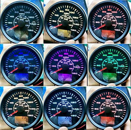 Samdo 85mm GPS Speedometer Gauges 0-160 MPH 0-220 Kmh Velometer Odometers Speed Indicators 7 Color Backlight for Car Marine Boat