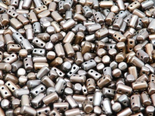 20gr Czech Glass Two-Hole Seed Beads RULLA 3x5mm Crystal Grey Rainbow