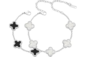 KIOGIU Women's Bracelet Gold Plated Cuff Clover Bracelet Set for Women Four Leaf Lucky Bracelets Jewelry Christmas Valentine's Day Gifts