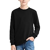 Auranso Boys Long Sleeve Shirts Crewneck Cotton Kids T-Shirts Solid Color Basic Tee Tops