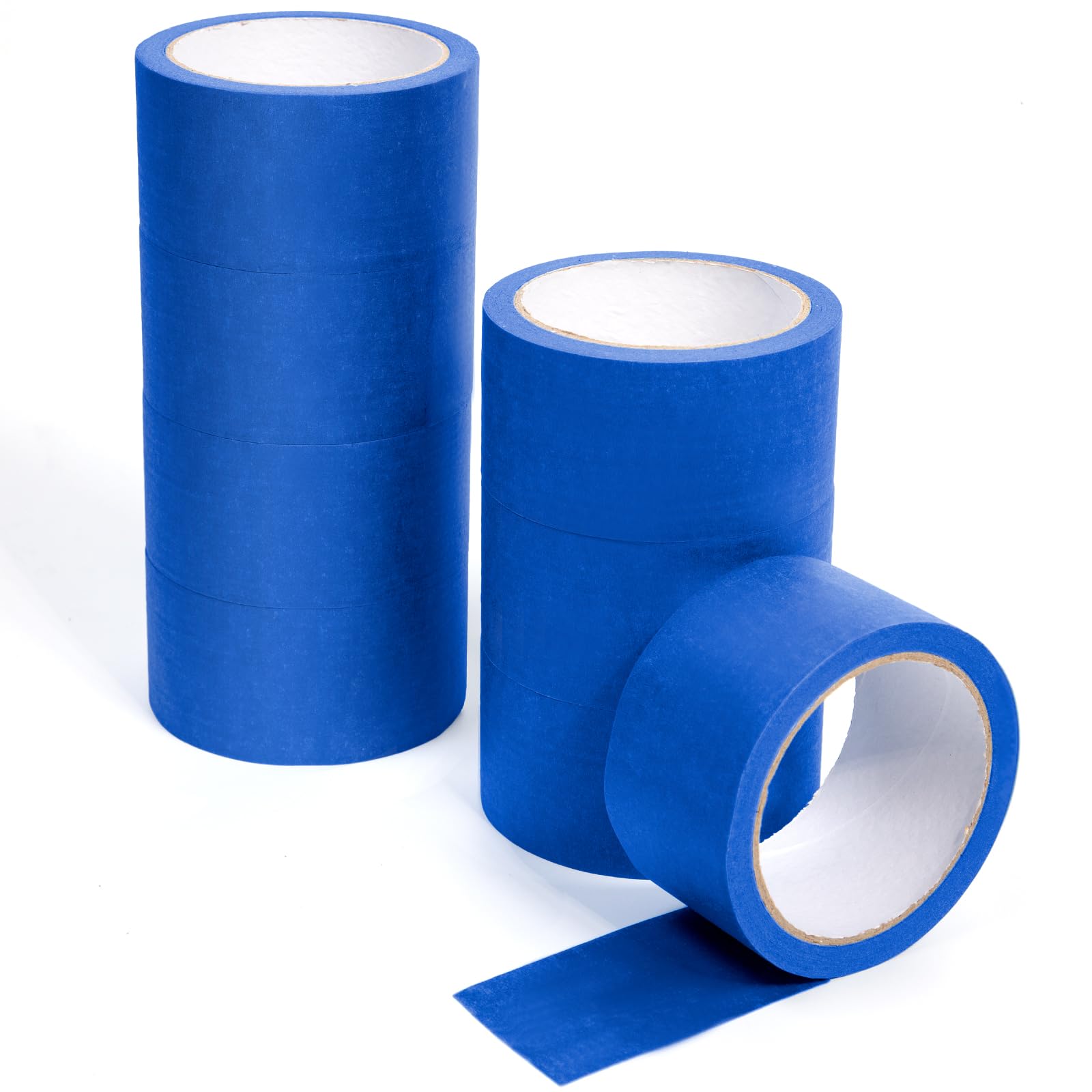 NORTHERN BROTHERS Wide Masking Tape 50mm Blue Masking Tape for Painting Indoor Painters Tape 2 inch x 20M Decorators Tape, Pack of 8 Rolls