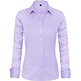 J.VER Womens Dress Shirts Long Sleeve Button Down Shirt Wrinkle-Free Business Casual Blouse Office Work Tops