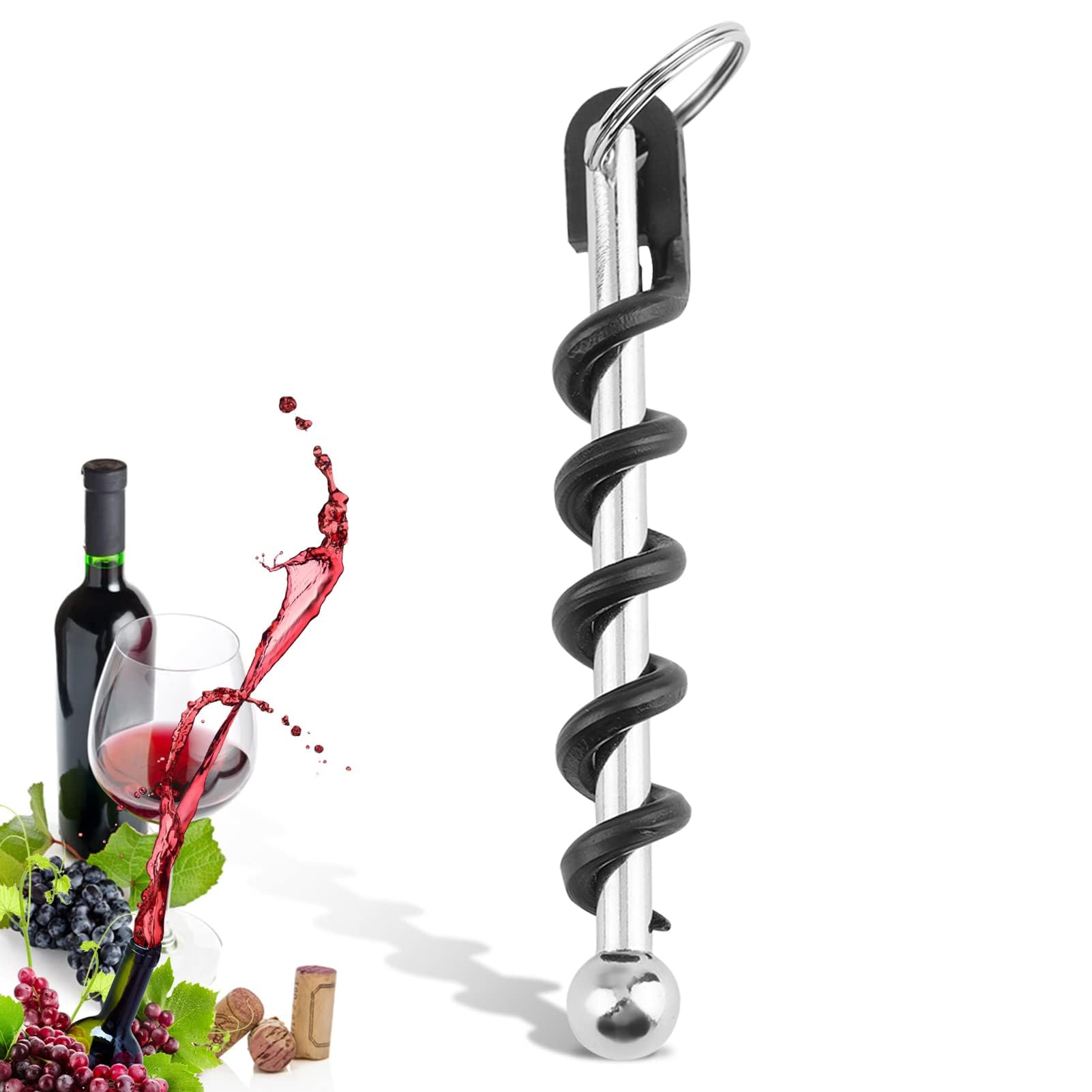6x1x1cm / 2.4x0.4x0.4inch Wine Bottle Openers, Reusable Wine Corkscrew Opener Stainless Steel Wine Remover Easy Cork Remover Corkscrew for Home Kitchen Party Bar Restaurant Accessory