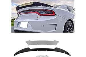 NTING Venom Series V2 Style Rear Wickerbill Spoiler for Dodge Charger 2015-2023 SRT ScatPack Hellcat, 2 Pcs Add-on Tape Wicker Bill Spoiler with RivNut Tool, Gloss Black