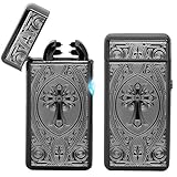 Pard Relief Dragon Windproof Cross Arc Lighter, USB Rechargeable Flameless Electronic Pulse Arc Cigarette Lighter
