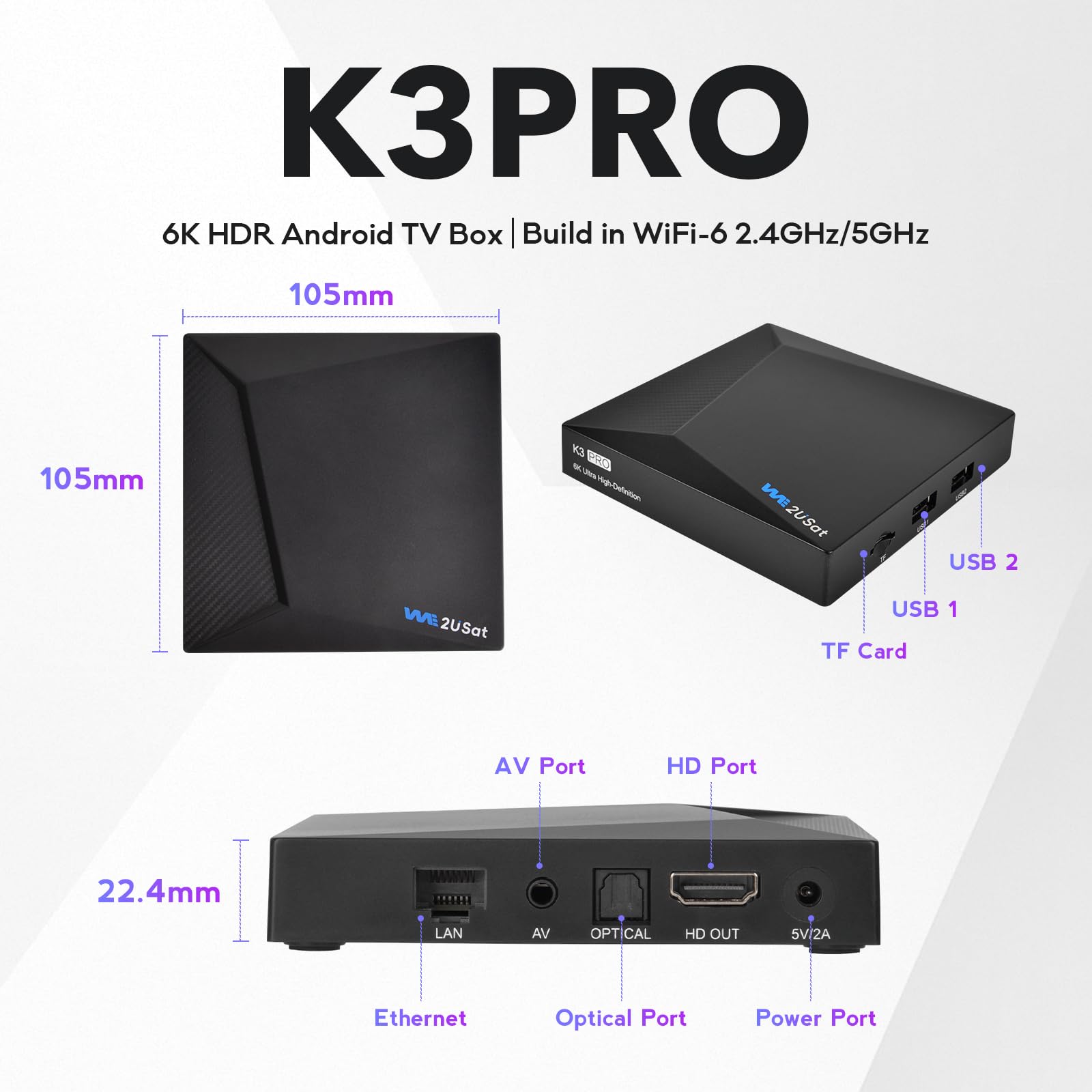 K3 PRO Media Box 6K Ultra HD, Ram 4GB Storage 32GB with Voice Remote, HDMI Cable, 2025 Version5 PRO