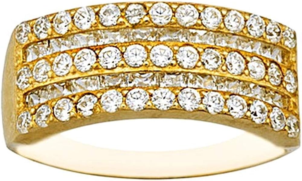 18k gold ring wide zircons five rows [AB7557] Amazon.co.uk Jewellery