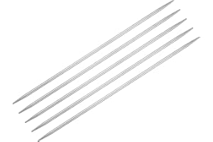 uxcell 5Pcs Knitting Needle 2.5mm Diameter 5.9 Inches Length Stainless Steel Double Pointed Sweater Stitching Needles for Han