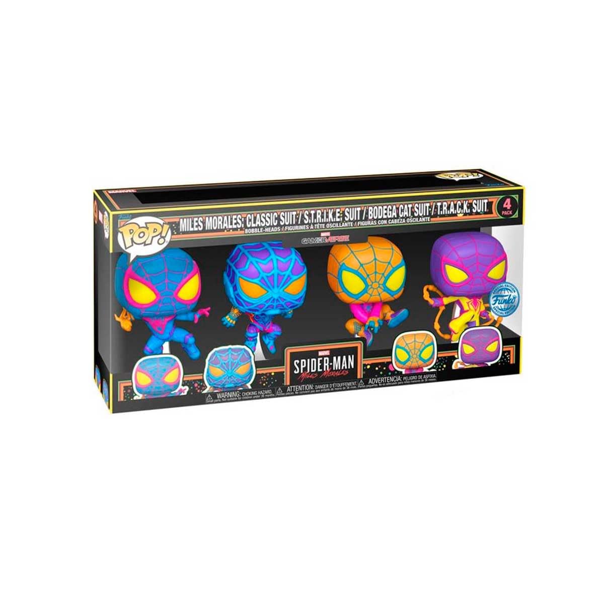Funko POP! Games: Miles Morales - 4 Pack - Blacklight - Miles Morales Game - Collectable Vinyl Figure - Gift Idea - Official Merchandise - Toys for Kids & Adults - Games Fans