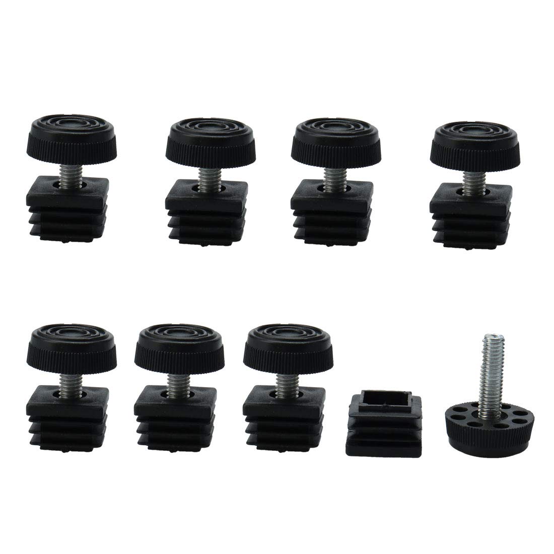 Sourcingmap Leveling Feet 25 x 25mm Square Insert Furniture Adjustable Leveler 8 Sets
