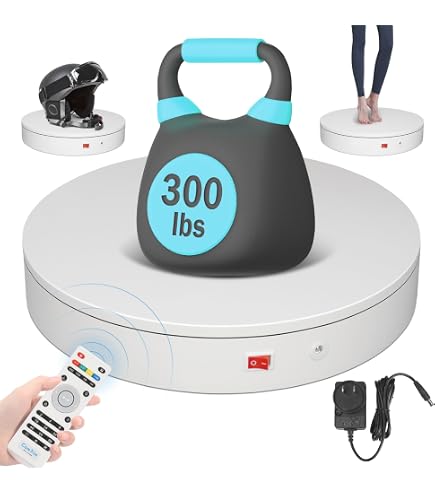 Motorized 360° Photography Turntable – 20cm/7.87", 44LB Load, Knob Speed Control, For Product Display