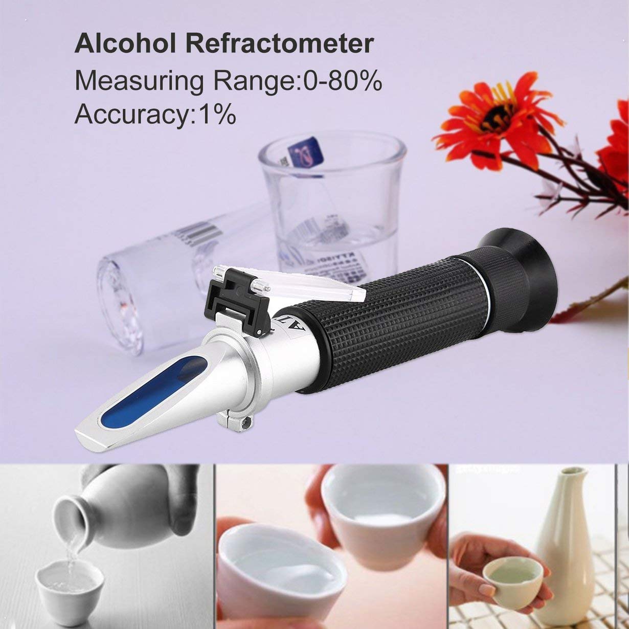 Réfractomètre Alcool Portable 0-80% - Testeur Professionnel Sans Pile - Joyzan