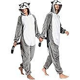 ABPTBAZ Adult Raccoon Lizard Crow Onesie Pajamas Halloween Christmas Cosplay Costume Women Men