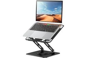 tounee Laptop Stand for Desk, Adjustable Computer Stand Holder with 360° Rotating Base, Ergonomic Laptop Riser Compatible wit