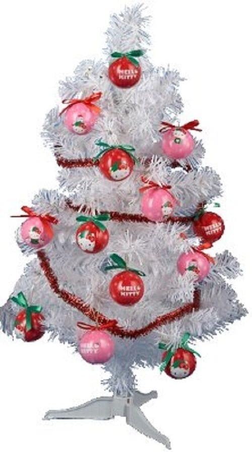 Amazon Com Kurt Adler Hello Kitty Tree 23 Inch White Set Of 14