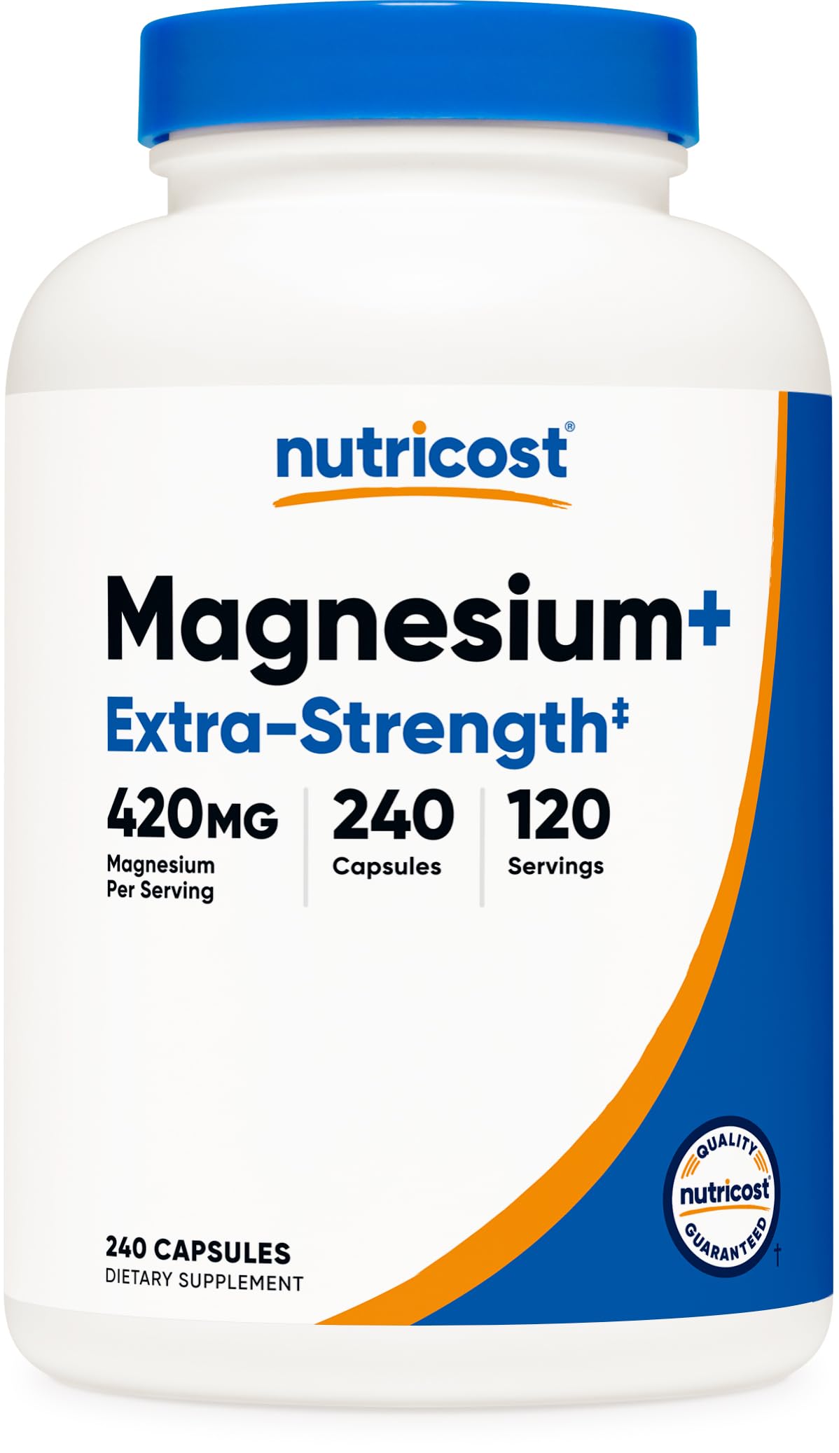 Nutricost Magnesio+ Extra Fuerte 420 mg, 240 Cápsulas - 120 porciones. Óxido de magnesio y glicinato: sin OGM, sin gluten, apto para veganos