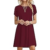 MOLERANI Summer Dresses for Women 2025 Casual T Shirt Crewneck Petal Sleeve Swing Vacation Dress with Pockets