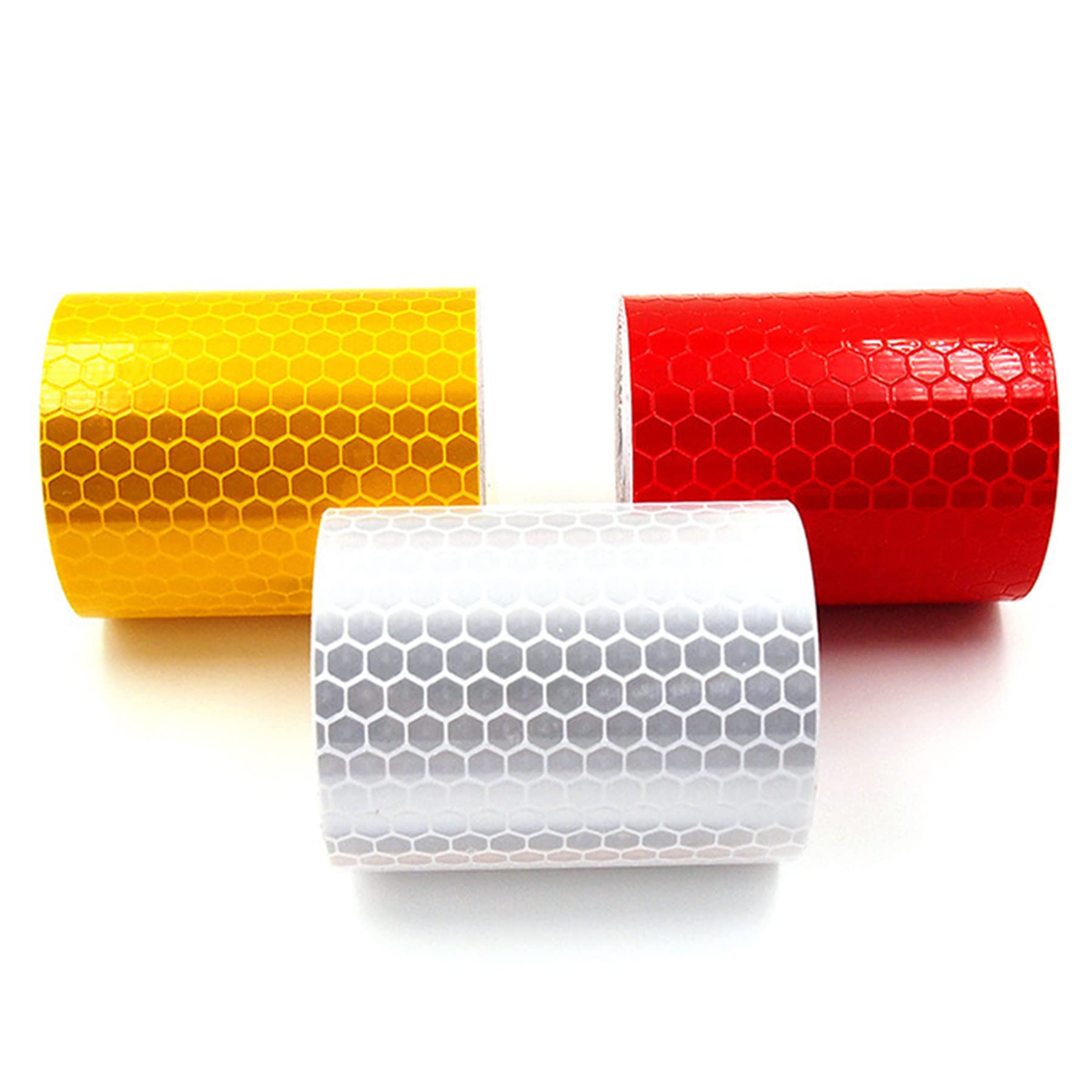 Alkrogiha 3 Rolls Reflective Tapes 3 Colors, Reflective Warning Tape Night Safety Sticker, Silver, Red, Yellow
