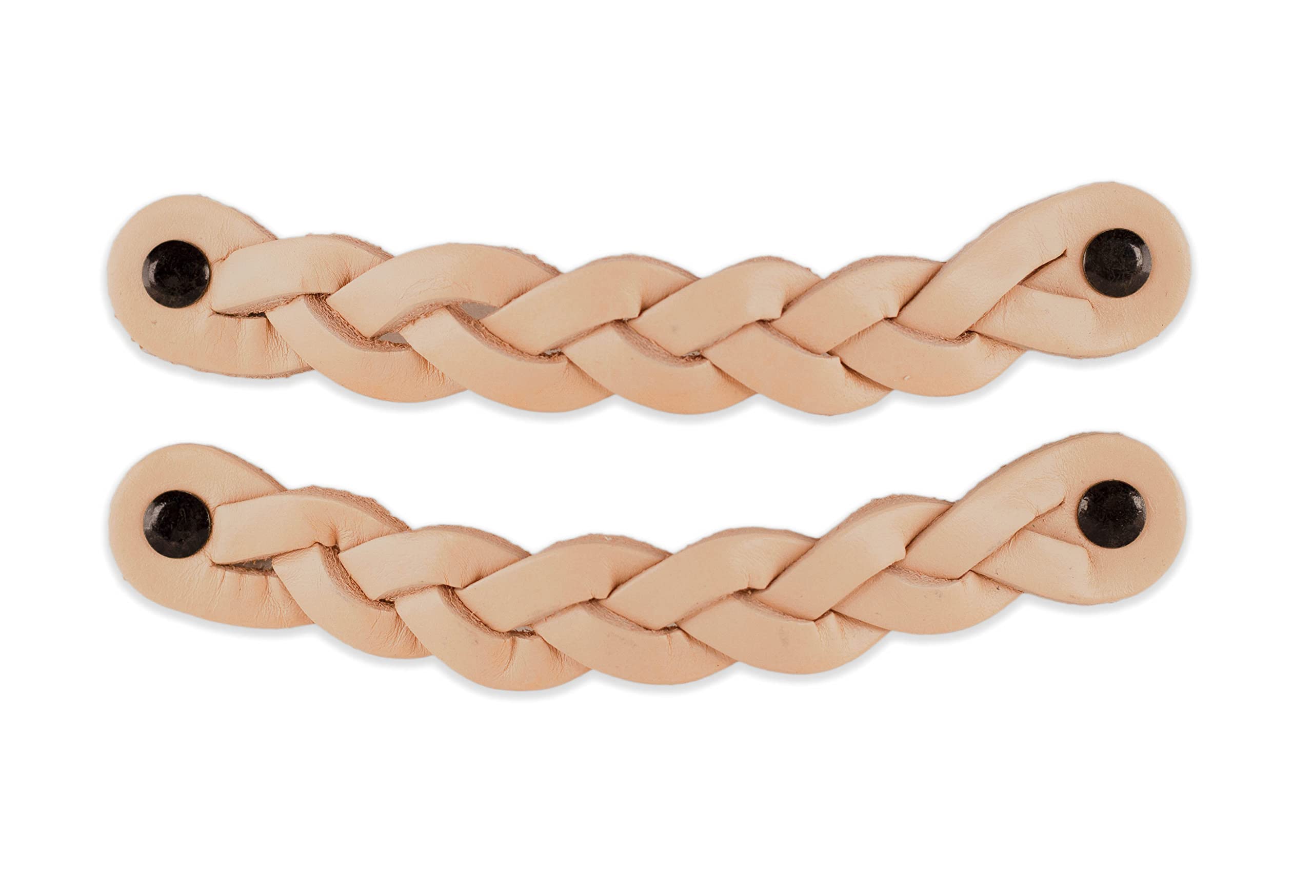 Brute Strength - Leather Handles for Furniture - Braided - Natural - 2 pcs - 16,5 x 2,5 cm - Cabinet Handle, Door Handle for Kitchen, Bathroom, cabinets, Dresser, Wood