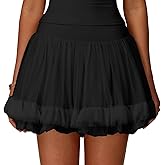 Women's Mesh Cake Mini Skirt High Waisted Tennis Skirts Sports Skater Skorts with Shorts Pockets