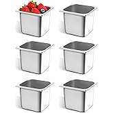 GOLDEN KEY 6 Pack Anti-Jam Hotel Pans, Stainless Steel Chafing Steam Table Pan，1/6 Size 6 Inch Deep, Catering Food Storage Metal Pan for Home, Party, Hotel, Buffet
