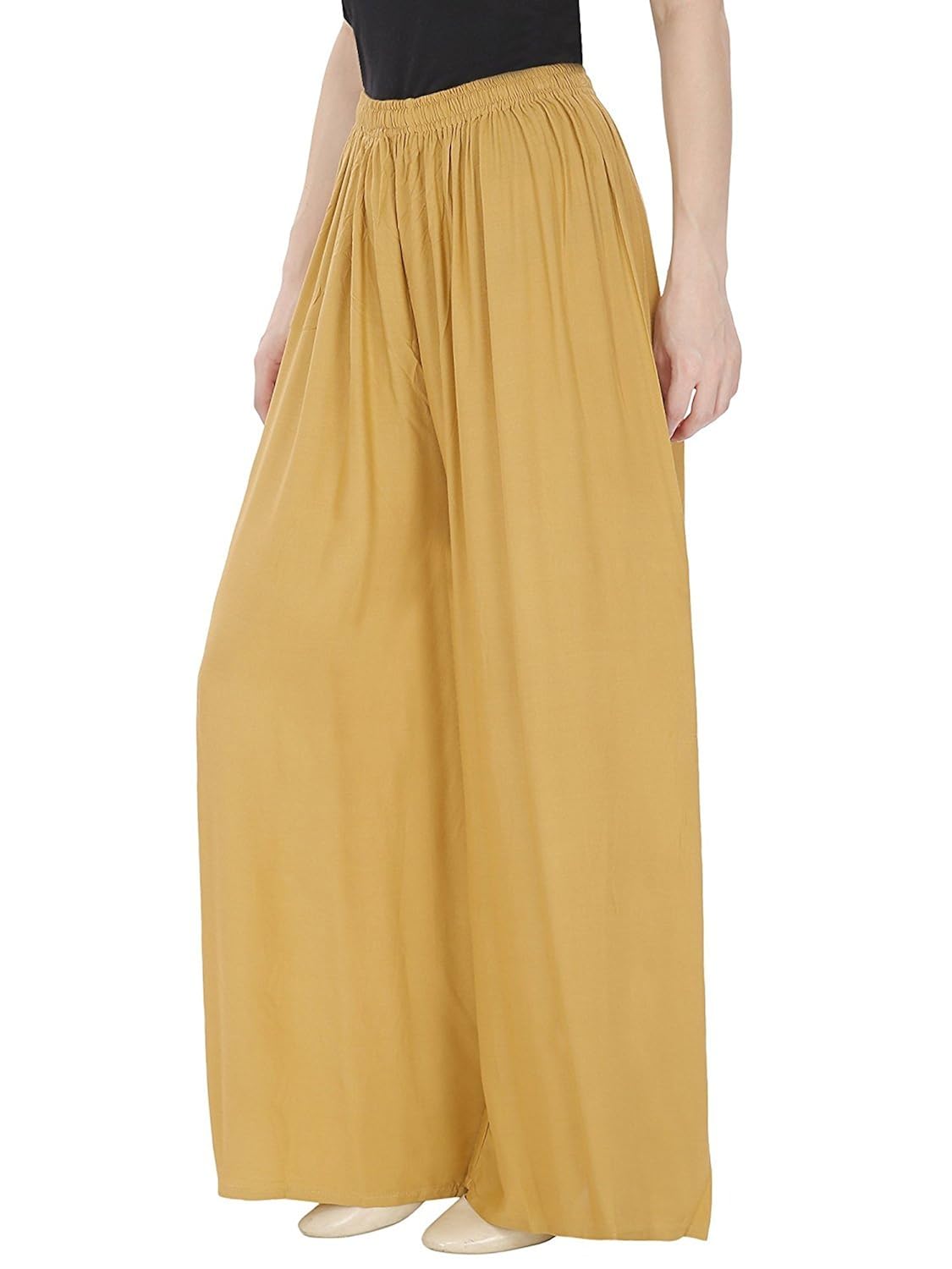 stylewhile rayon full length palazzo for women (beige, free size)