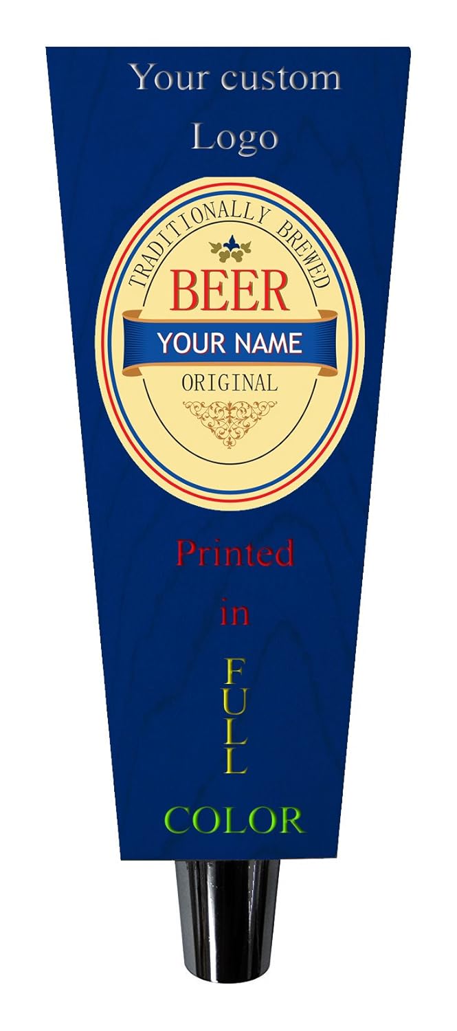 Custom personalized beer tap handle Printed in FULL Color with your personal text and logo. Great for tap rooms, breweries and home kegerators. (6.5 INCH TAPERED)