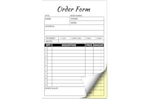 AZDVZD Sales Order Books,2 Part Carbonless Sales Invoice Book for Small Business,5.5 x 8.3 inches,Receipt Book with Cardboard(50 Sets)